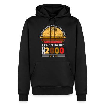 Edition limitée unique à son genre naissance 2000 - Sweat à capuche Premium bio Homme - noir - Devant - Nico (187cm)