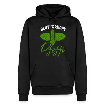 Blutgruppe Pfeffi - Männer Premium Bio Hoodie - Schwarz - Vorne - Nico (187cm)