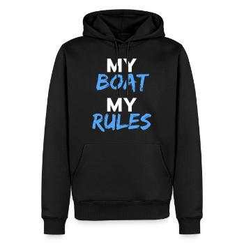My boat my rules. Schiff Segeln Kapitän Regeln - Männer Premium Bio Hoodie - Schwarz - Vorne - Nico (187cm)