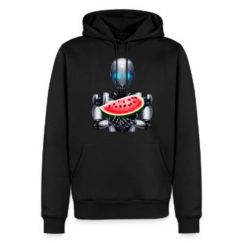 Wassermelone für den Roboter - Männer Premium Bio Hoodie - Schwarz - Vorne - Nico (187cm)