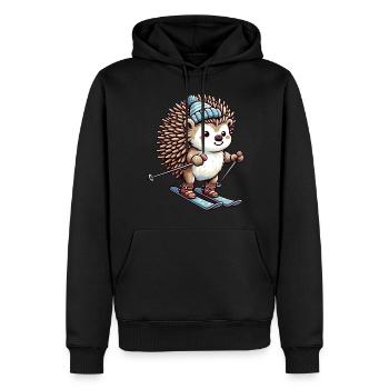 Hérisson Ski Skieur Vacances De Ski Mignon Bande Dessinée - Sweat à capuche Premium bio Homme - noir - Devant - Nico (187cm)