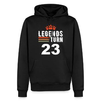 Legends turn 23, 23 birthday - Men’s Premium Organic Hoodie - black - Front - Nico (187cm)
