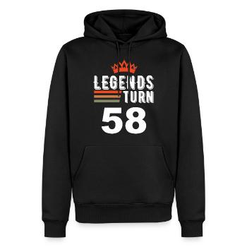 Les légendes ont 58 ans, 58 ans - Sweat à capuche Premium bio Homme - noir - Devant - Nico (187cm)