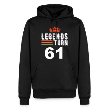 Legenden werden 61, 61 Geburtstag - Männer Premium Bio Hoodie - Schwarz - Vorne - Nico (187cm)
