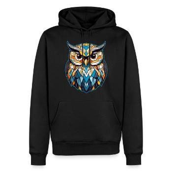 Cooles Eulen Symbol - Männer Premium Bio Hoodie - Schwarz - Vorne - Nico (187cm)