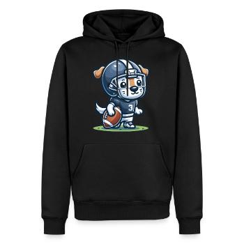 Chien mignon joueur de football américain - Sweat à capuche Premium bio Homme - noir - Devant - Nico (187cm)