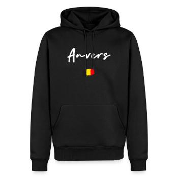 Antwerp - Men’s Premium Organic Hoodie - black - Front - Nico (187cm)