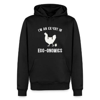 Expert En Économie - Humour De Poule - Sweat à capuche Premium bio Homme - noir - Devant - Nico (187cm)