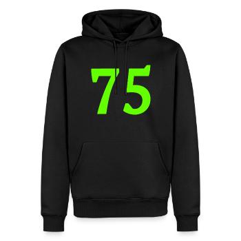 Numéro 75 - Sweat à capuche Premium bio Homme - noir - Devant - Nico (187cm)