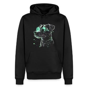 Chien futuriste cool avec des lunettes de soleil vertes - Sweat à capuche Premium bio Homme - noir - Devant - Nico (187cm)