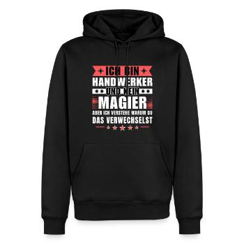 Ich bin Handwerker und kein Magier - Männer Premium Bio Hoodie - Schwarz - Vorne - Nico (187cm)