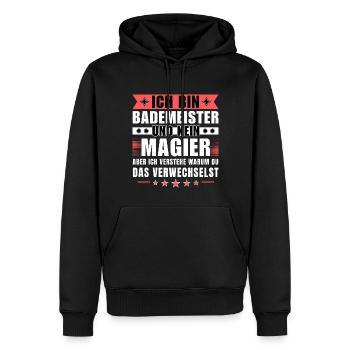 Ich bin Bademeister und kein Magier - Männer Premium Bio Hoodie - Schwarz - Vorne - Nico (187cm)