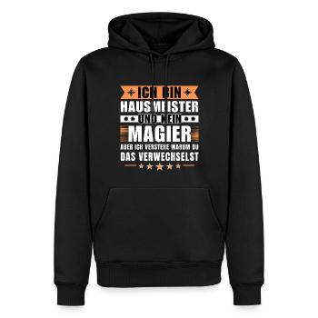 Ich bin Hausmeister und kein Magier - Männer Premium Bio Hoodie - Schwarz - Vorne - Nico (187cm)