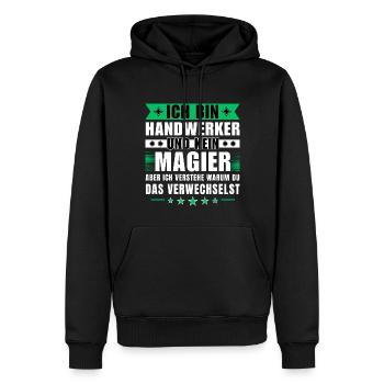 Ich bin Handwerker und kein Magier - Männer Premium Bio Hoodie - Schwarz - Vorne - Nico (187cm)
