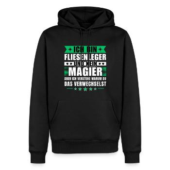 Ich bin Fliesenleger und kein Magier - Männer Premium Bio Hoodie - Schwarz - Vorne - Nico (187cm)