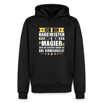 Ich bin Bademeister und kein Magier - Männer Premium Bio Hoodie - Schwarz - Vorne - Nico (187cm)