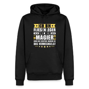 Ich bin Fliesenleger und kein Magier - Männer Premium Bio Hoodie - Schwarz - Vorne - Nico (187cm)