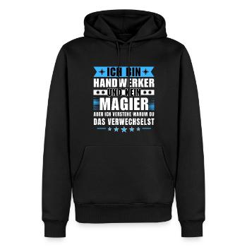 Ich bin Handwerker und kein Magier - Männer Premium Bio Hoodie - Schwarz - Vorne - Nico (187cm)