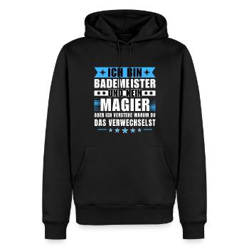 Ich bin Bademeister und kein Magier - Männer Premium Bio Hoodie - Schwarz - Vorne - Nico (187cm)