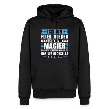 Ich bin Fliesenleger und kein Magier - Männer Premium Bio Hoodie - Schwarz - Vorne - Nico (187cm)