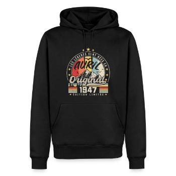 Avril 1947 Cadeau D'anniversaire Avril 1947 Avril - Sweat à capuche Premium bio Homme - noir - Devant - Nico (187cm)