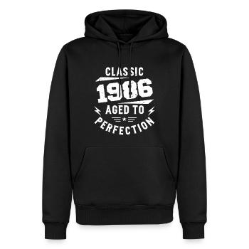 1986 Classic 1986 Vintage 1986 Geburtstagsgeschenk - Männer Premium Bio Hoodie - Schwarz - Vorne - Nico (187cm)