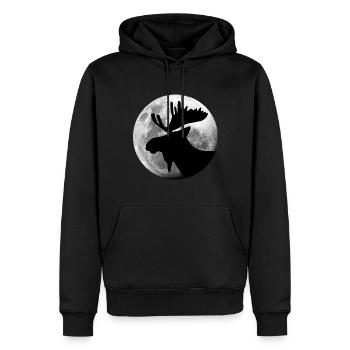 L’orignal dans la forêt de pleine lune animal - Sweat à capuche Premium bio Homme - noir - Devant - Nico (187cm)