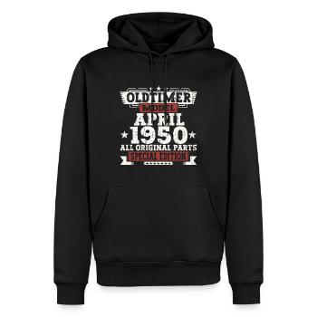 Oldtimer April 1950 Geburtstag Geschenk Herren - Männer Premium Bio Hoodie - Schwarz - Vorne - Nico (187cm)