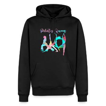pilates queen,pilates,sport,yoga,aquarell,pastell - Männer Premium Bio Hoodie - Schwarz - Vorne - Nico (187cm)