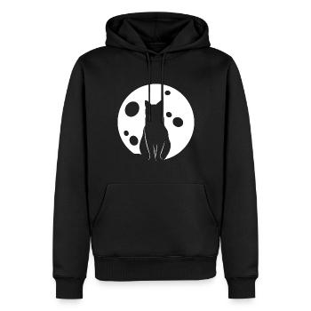 Katze im Mond Nacht Katzen - Männer Premium Bio Hoodie - Schwarz - Vorne - Nico (187cm)