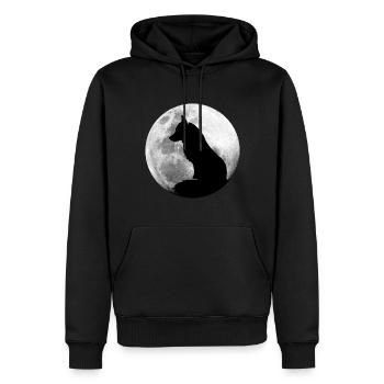 Fox in the Full Moon Forest Animals Fox - Men’s Premium Organic Hoodie - black - Front - Nico (187cm)