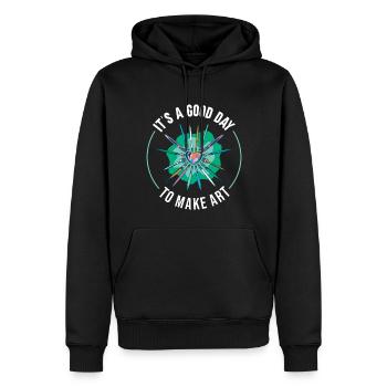 Professeur d’art Drôle de dicteur Cours d’art Cours d’art - Sweat à capuche Premium bio Homme - noir - Devant - Nico (187cm)