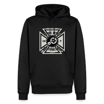 Heroes on Mopeds RR36 - Männer Premium Bio Hoodie - Schwarz - Vorne - Nico (187cm)
