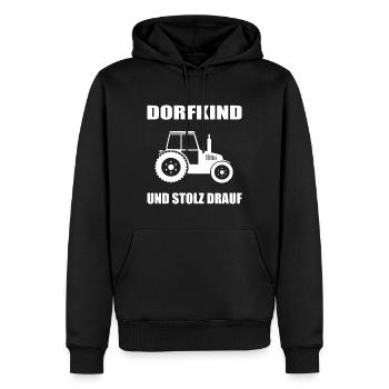 Dorfkind - Männer Premium Bio Hoodie - Schwarz - Vorne - Nico (187cm)