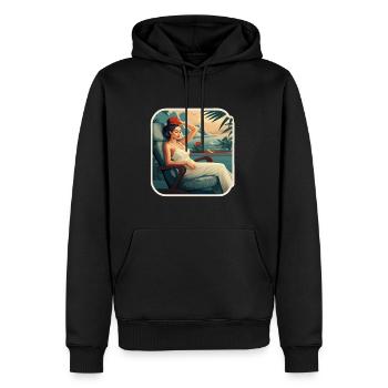 Vacances Détente Femme - Sweat à capuche Premium bio Homme - noir - Devant - Nico (187cm)