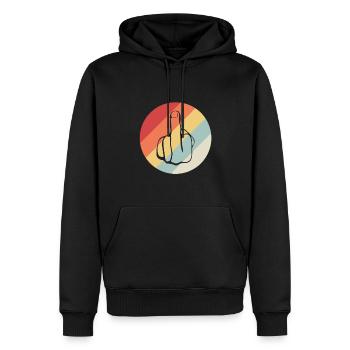 MITTELFINGER - FUCK YOU - STINKEFINGER - Männer Premium Bio Hoodie - Schwarz - Vorne - Nico (187cm)