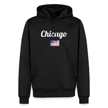 CHICAGO - Männer Premium Bio Hoodie - Schwarz - Vorne - Nico (187cm)