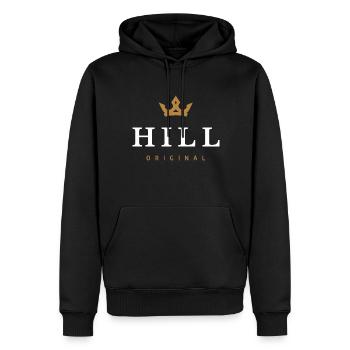Hill Original Familienlogo - Männer Premium Bio Hoodie - Schwarz - Vorne - Nico (187cm)