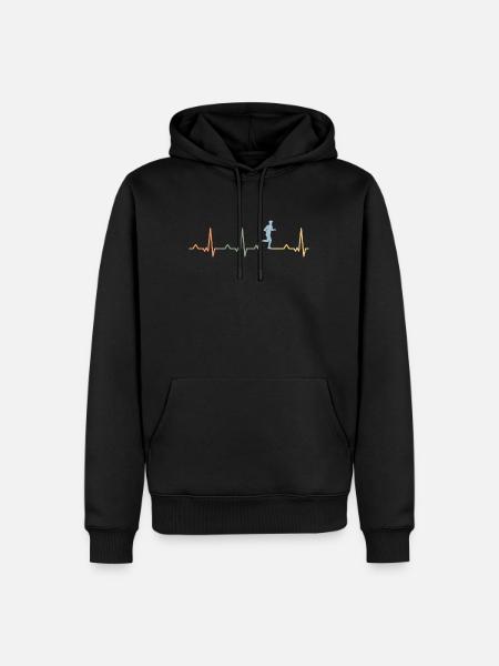 Marathon Joggen Laufen Herzschlag heart male - Männer Premium Bio Hoodie - Schwarz