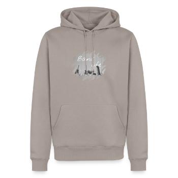 Bande - Sweat à capuche Premium bio Homme - taupe - Devant - Nico (187cm)