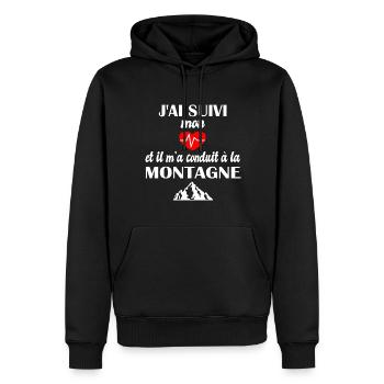 J'ai suivi mon coeur et il m'a conduit àlamontagne - Sweat à capuche Premium bio Homme - noir - Devant - Nico (187cm)