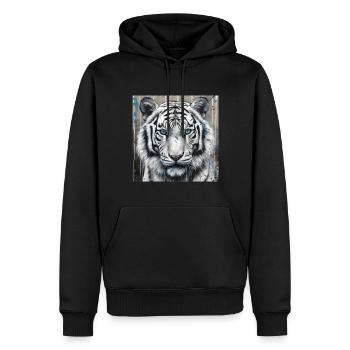WHITE TIGER STREET ART - Männer Premium Bio Hoodie - Schwarz - Vorne - Nico (187cm)