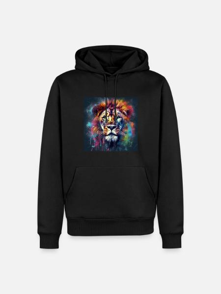 L'ÂME DU LION - Sweat à capuche Premium bio Homme - noir