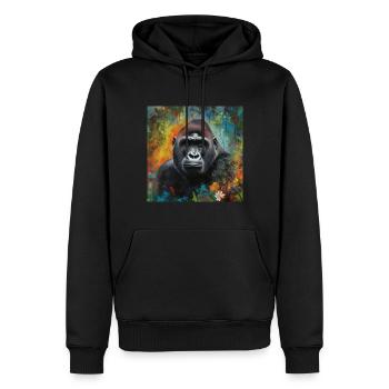 DER GORILLA IM DSCHUNGEL - Männer Premium Bio Hoodie - Schwarz - Vorne - Nico (187cm)