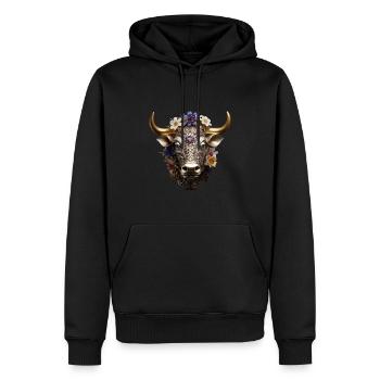 DIE TAURUS DESIGN ART DIGITAL - Männer Premium Bio Hoodie - Schwarz - Vorne - Nico (187cm)
