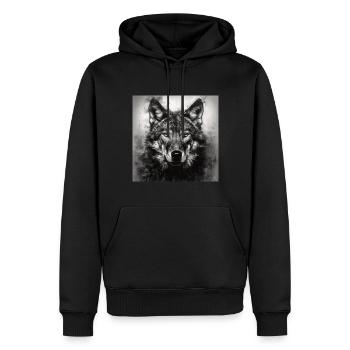 WOLF WOLF WILDES TIER - Männer Premium Bio Hoodie - Schwarz - Vorne - Nico (187cm)