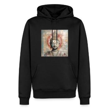 BUDDHA-ZEN-MEDITATION - Männer Premium Bio Hoodie - Schwarz - Vorne - Nico (187cm)