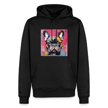 BOULEDOGUE FRANÇAIS STREET ART - Sweat à capuche Premium bio Homme - noir - Devant - Nico (187cm)