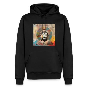 BOUDDHA MÉDITATION ZEN - Sweat à capuche Premium bio Homme - noir - Devant - Nico (187cm)