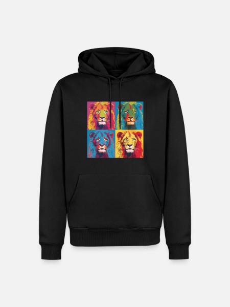 LION POP ART - Men’s Premium Organic Hoodie - black